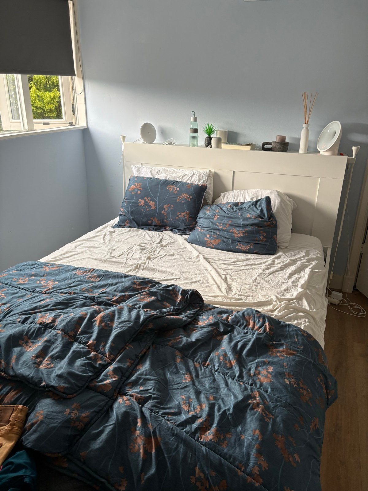 IKEA Brimnes bed met hoofdeinde en opbergruimte, Ophalen, Gebruikt, Wit, Tweepersoons