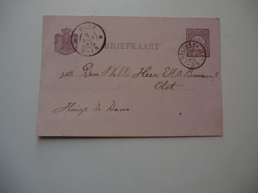Tricht,Geldermalsen,van Reekum,Olst,Wijhe,Deventer,Epe,1876, Ophalen of Verzenden, Voor 1920, Gelopen, Overijssel