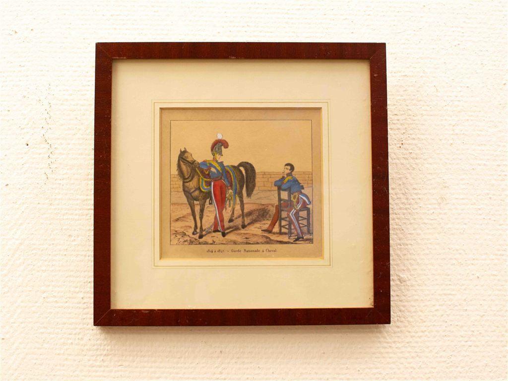 Prent 1814 A 1827-Garde Nationale a Cheval 38552, Ophalen of Verzenden, Voor 1940, Gebruikt, Overige onderwerpen
