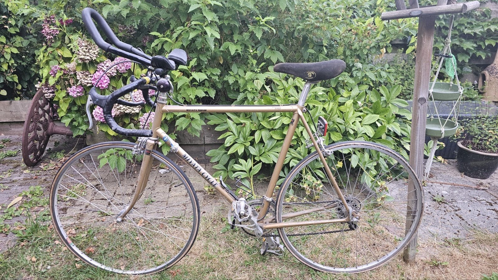 Miyata 750SR Vintage racefiets - Klassiek Goud, Fietsen en Brommers, Fietsen | Racefietsen, Ophalen, 28 inch, Gebruikt, Velgrem
