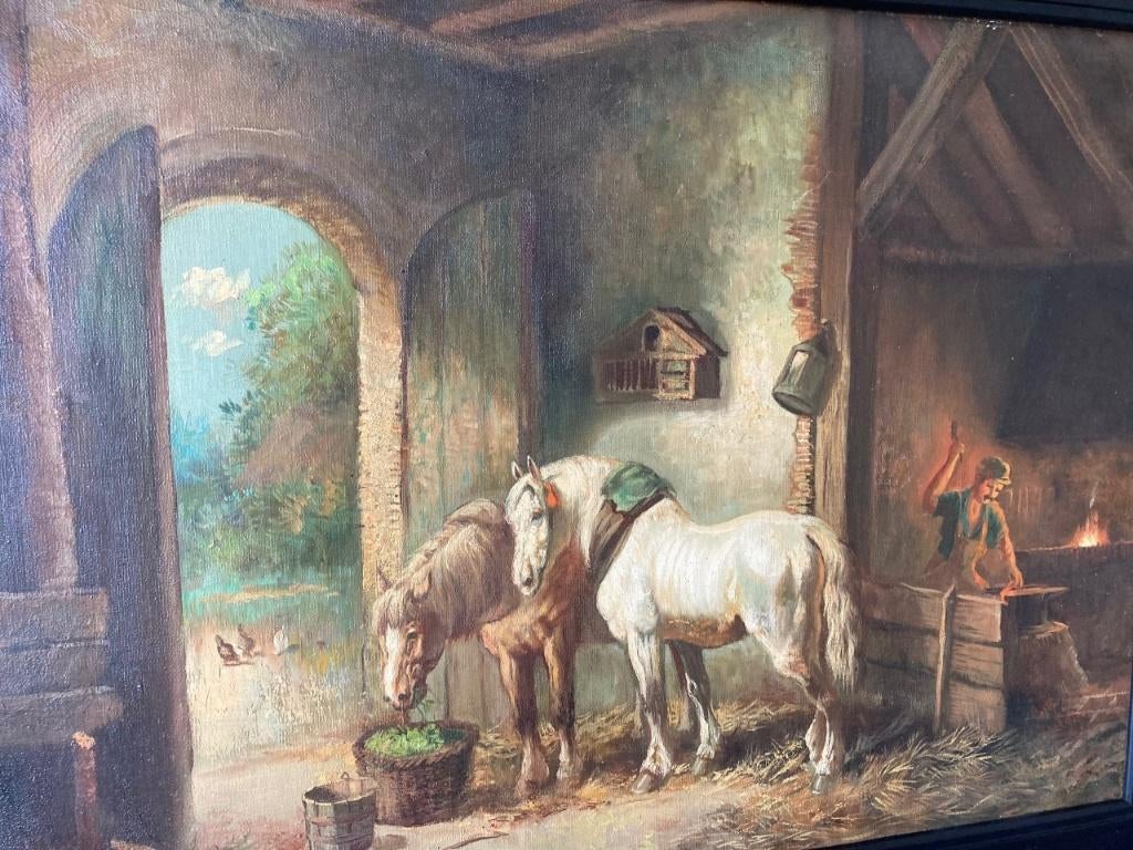 Verschuur, smederij met paarden, Antiek en Kunst, Ophalen