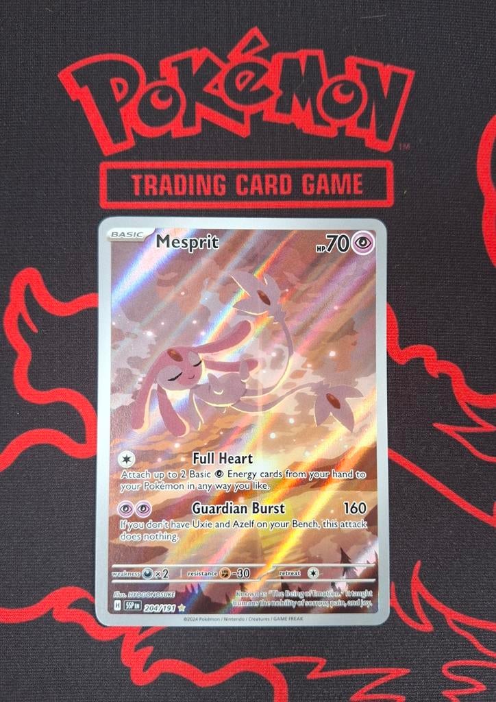 Mesprit 204/191 Pokemon kaart Surging Sparks, Ophalen of Verzenden, Nieuw