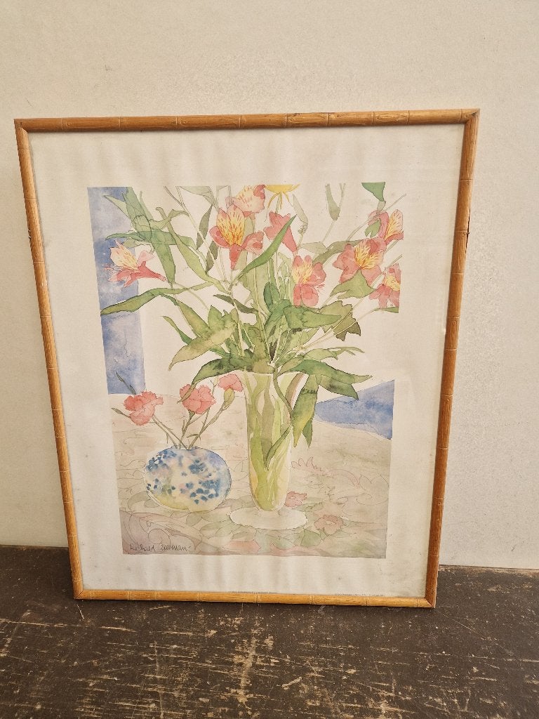 Richard Akerman - bloemstilleven, print van een aquarel, Ophalen of Verzenden, Bloemen