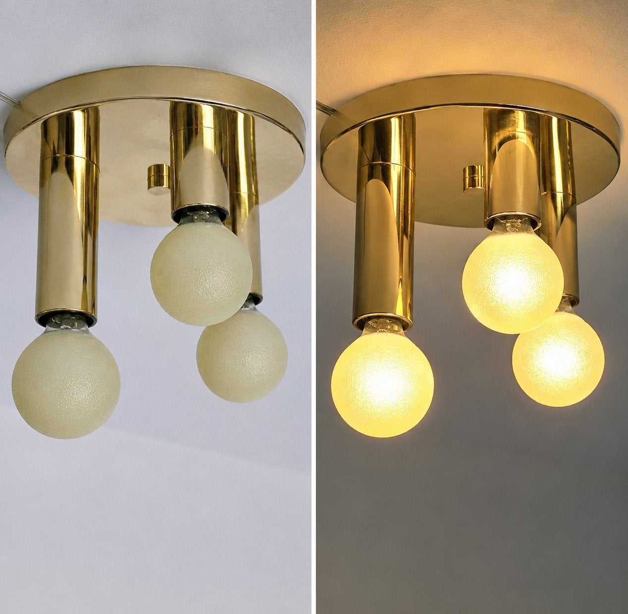 Vintage messing plafondlamp van Sölken Leuchten, Gebruikt, Vintage, Ophalen of Verzenden, Metaal