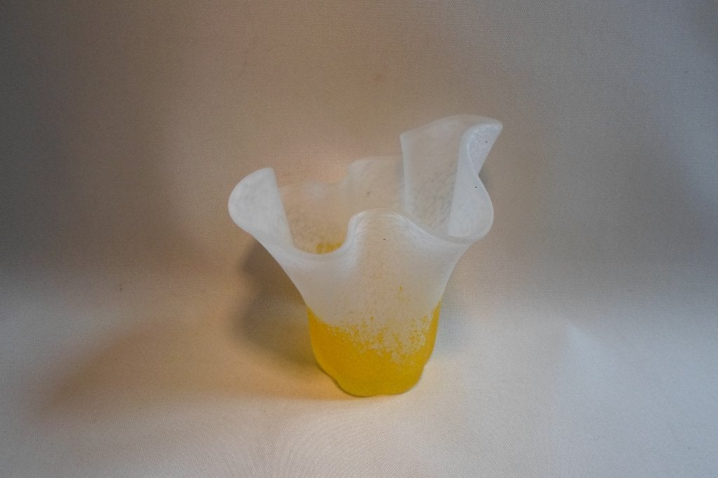Murano Vaas Geel Wit, Ophalen of Verzenden