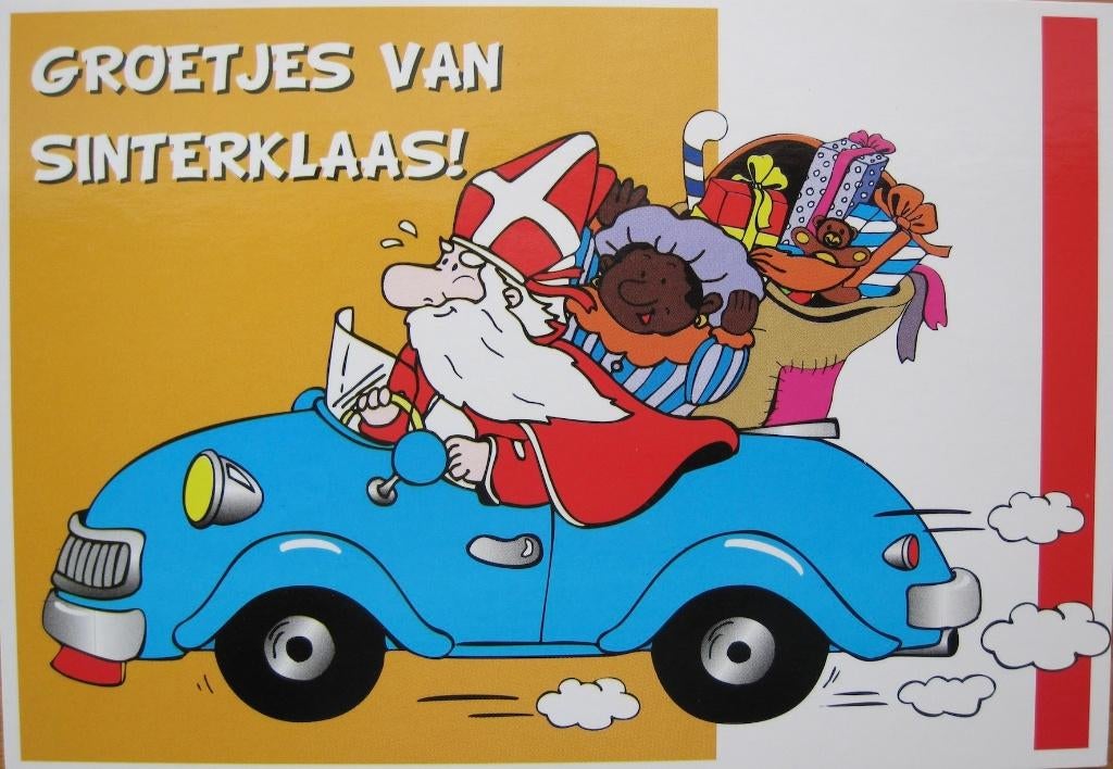 Groetjes van Sinterklaas in auto met Piet - nieuw, Verzenden, 1980 tot heden, Ongelopen, Overige thema's