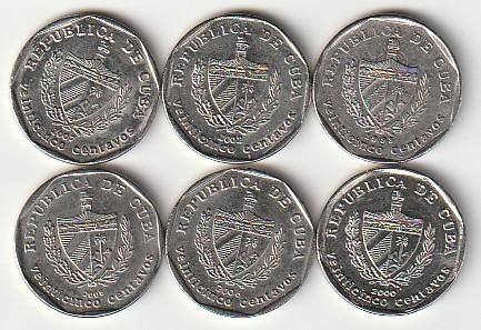 25  cent  div.jaren  Cuba. km. 577.2  ( 0,40 euro ), Ophalen of Verzenden, Noord-Amerika, Losse munt