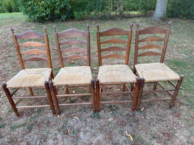 Antieke eiken stoelen met rieten zittingen, Ophalen