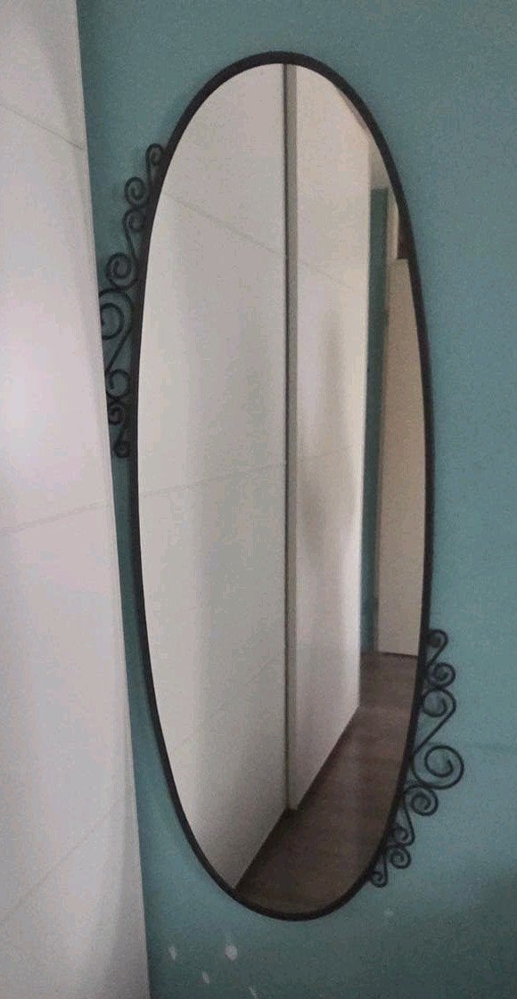 Ikea Ekne ovaal spiegel met metalen frame, Ophalen, Zo goed als nieuw, 50 tot 75 cm, 150 tot 200 cm