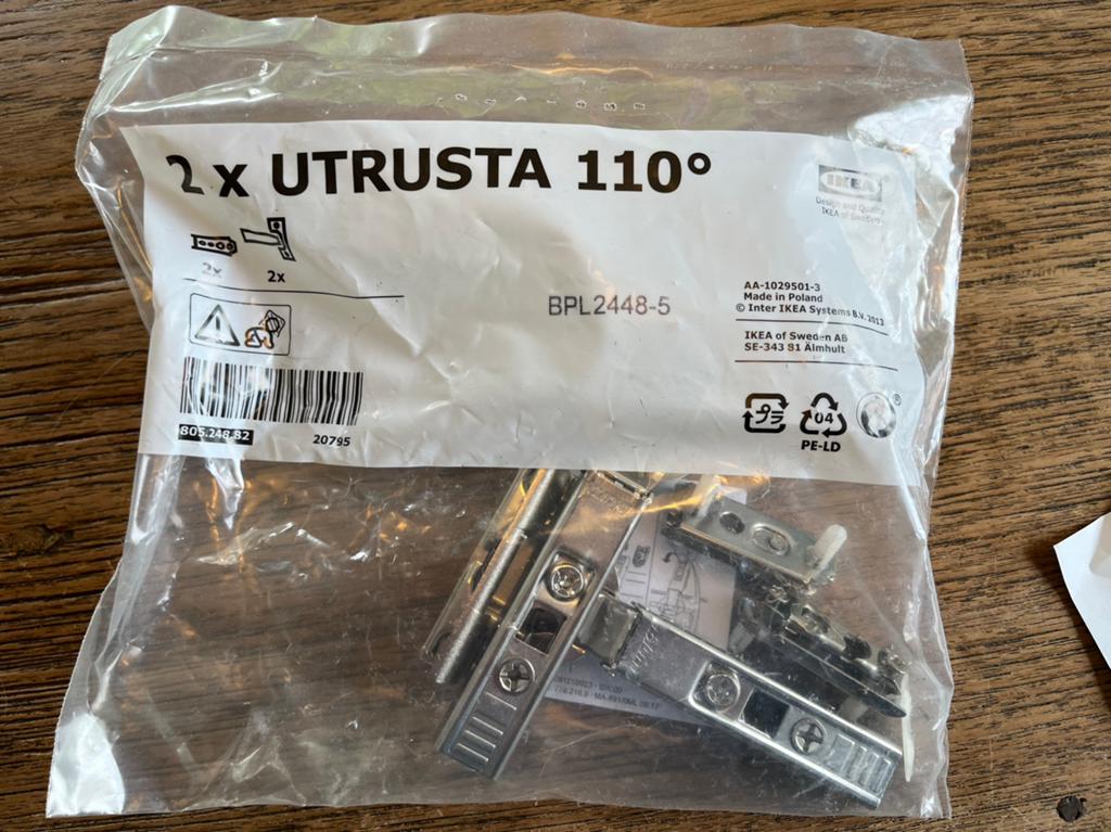 2 Scharnierrn Utrusta IKEA 110 graden, Ophalen, Nieuw, Rvs, Scharnier