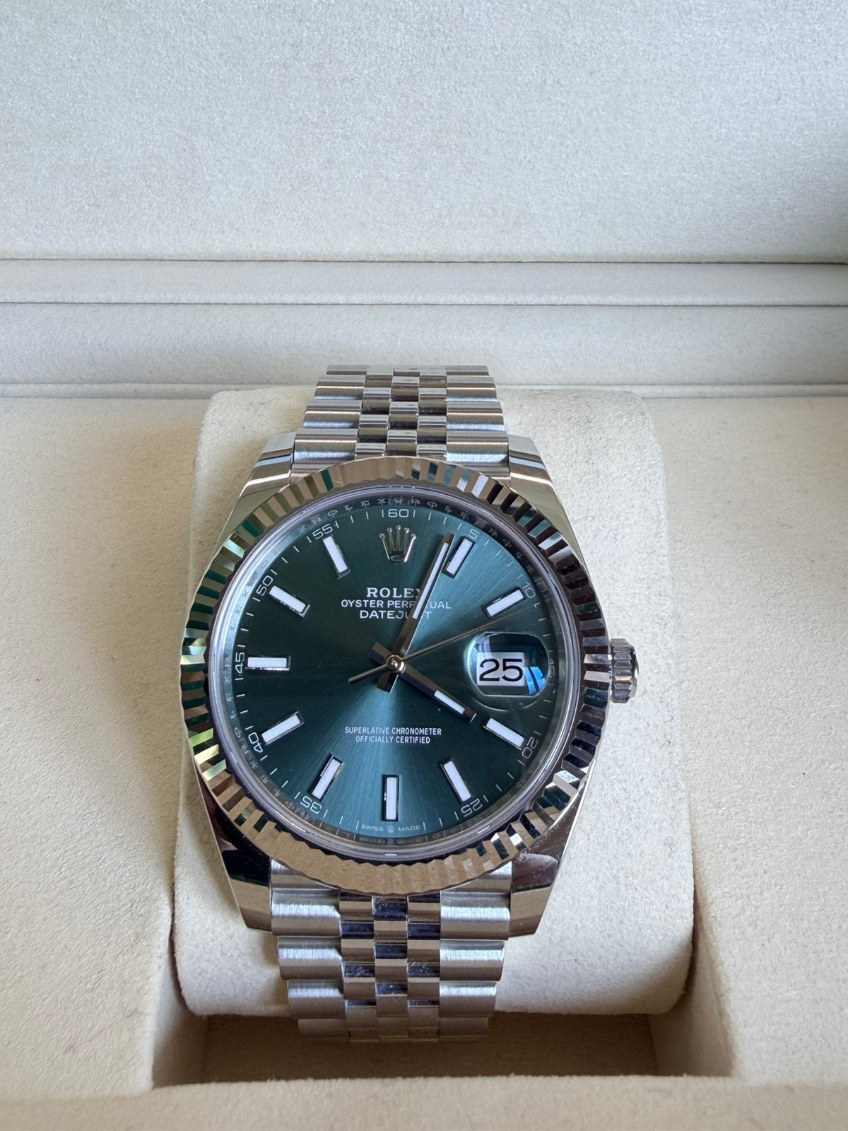 Rolex Datejust 41mm Green Jubilee 126334 Nieuw 2026, Ophalen, Staal, Polshorloge, Nieuw