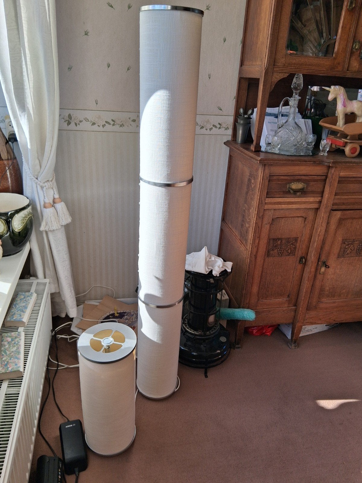 design vloerlamp met tafellamp, Huis en Inrichting, Lampen | Vloerlampen, Ophalen, Zo goed als nieuw, Design