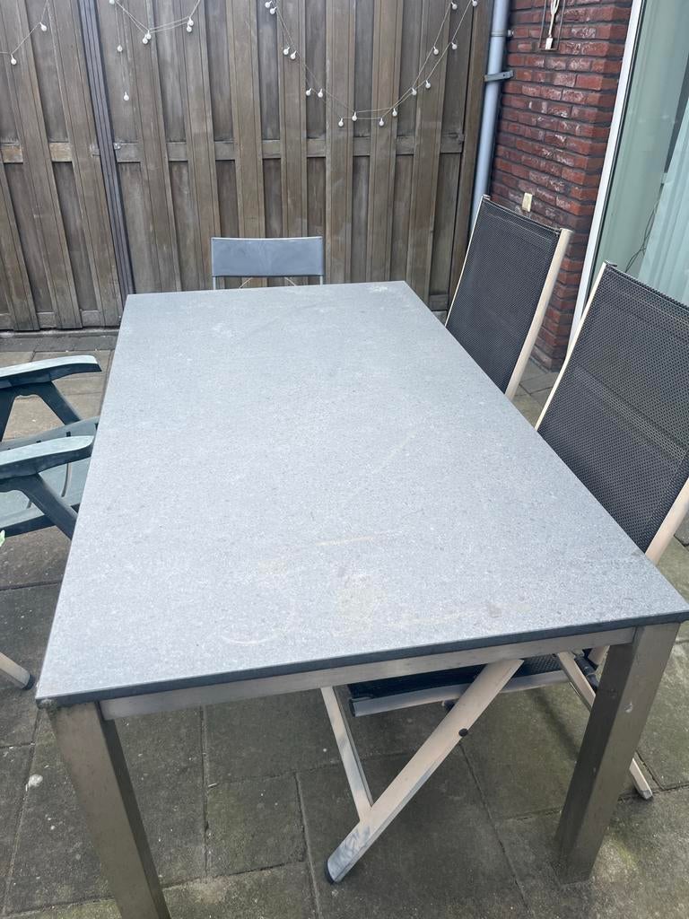 tuintafel, Tuin en Terras, Tuintafels, Ophalen of Verzenden, Gebruikt, Rechthoekig, Overige materialen