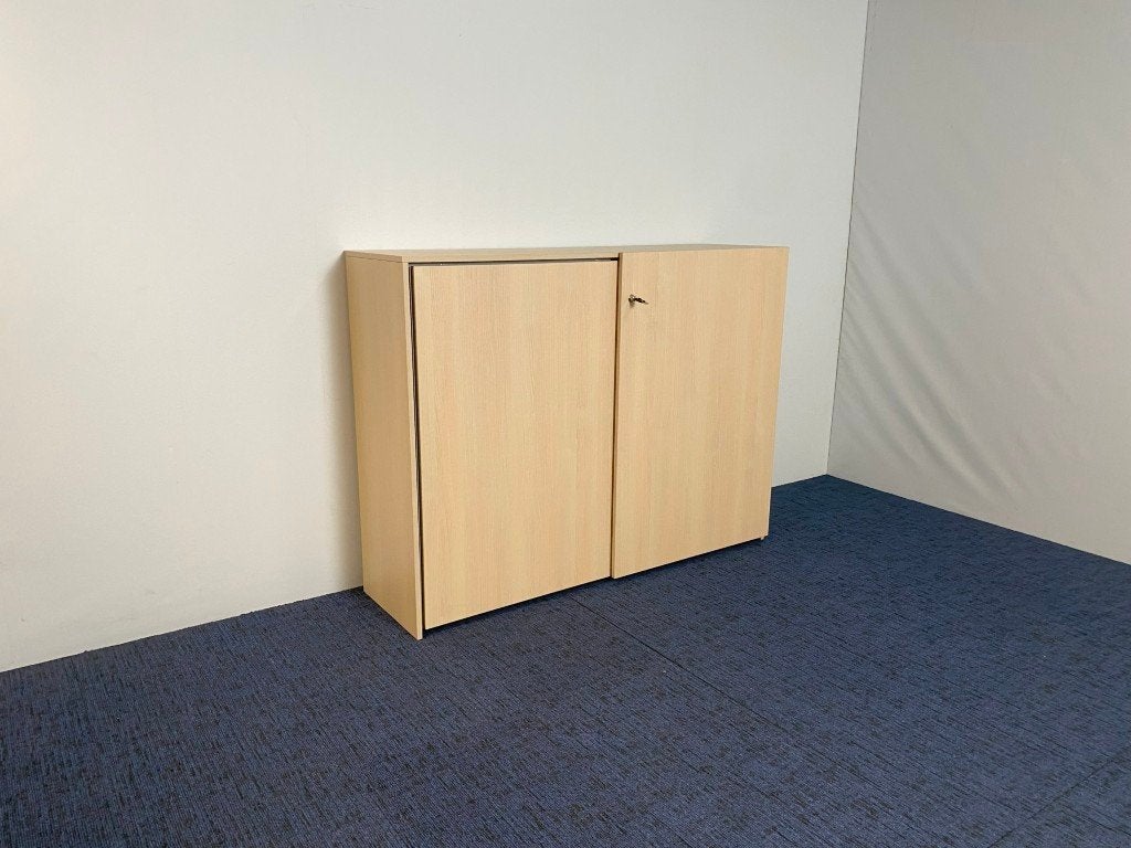 Schuifdeurkast Vepa, licht eiken, H 120 x B 160 x D 45 cm, Ophalen, Gebruikt