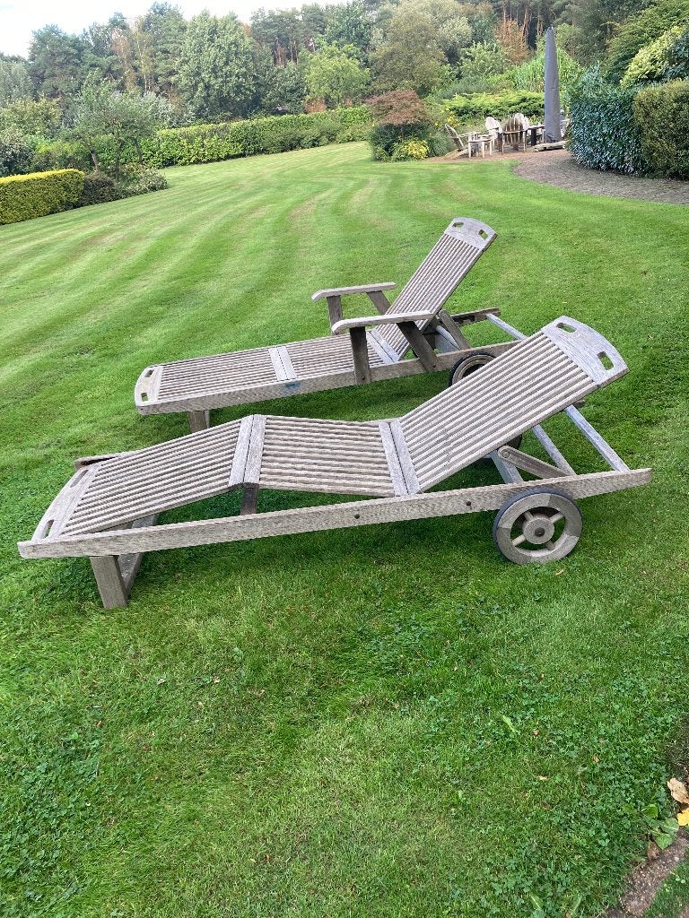 tuinmeubelen, Tuin en Terras, Tuinstoelen, Ophalen, Gebruikt, Teakhout, Verstelbaar