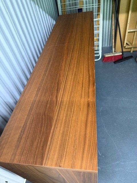 Dressoir 4 deuren hout donkerbruin (teak/mahoniekleur), Huis en Inrichting, Ophalen, Overige materialen, Strak, Gebruikt