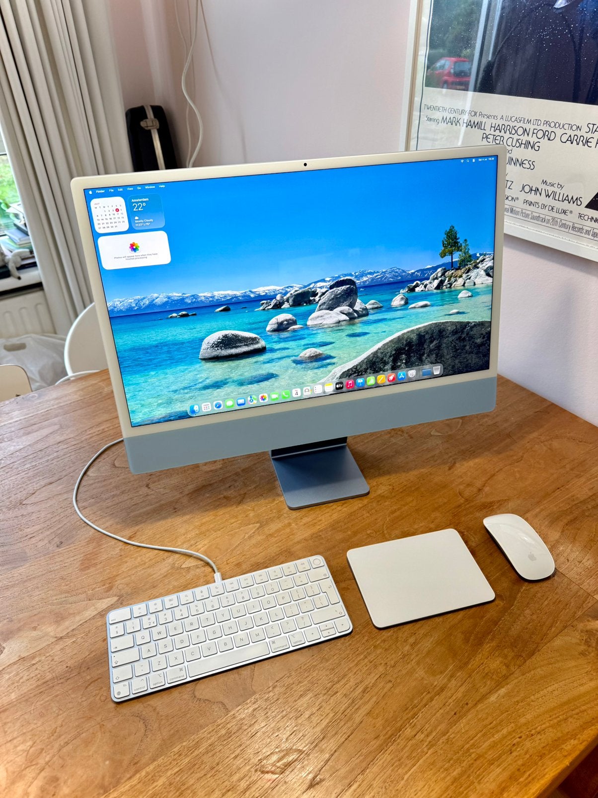 iMac (24-inch, M1, 2021) 8GB 8-core GPU, 256 GB Blauw, Computers en Software, Apple Desktops, Zo goed als nieuw, iMac, SSD, 3 tot 4 Ghz