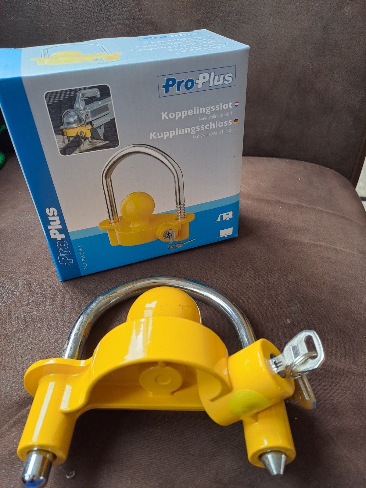 Pro Plus Koppellingslot voor caravan, vouwwagen of aanhanger, Auto diversen, Ophalen of Verzenden, Zo goed als nieuw