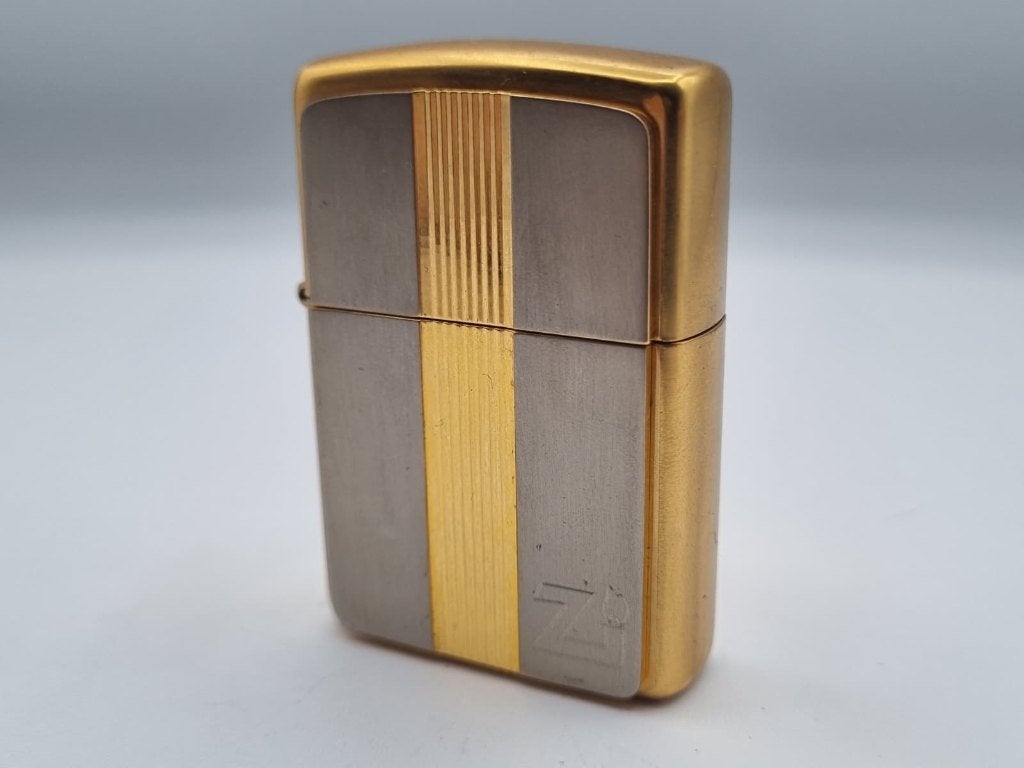 Zippo Gold Silver Brass Titan One 1995 Vintage Aansteker, Verzenden, Gebruikt, Aansteker