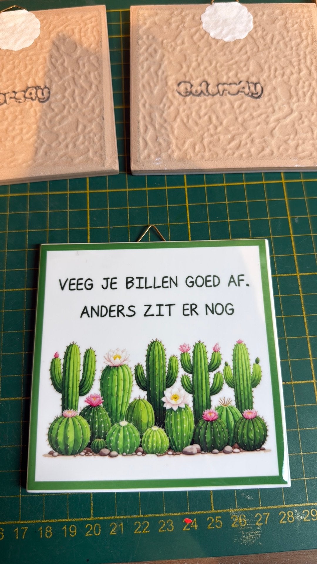 Teksttegeltje voor in de wc, Huis en Inrichting, Nieuw, Ophalen of Verzenden, 11 cm, 11 cm