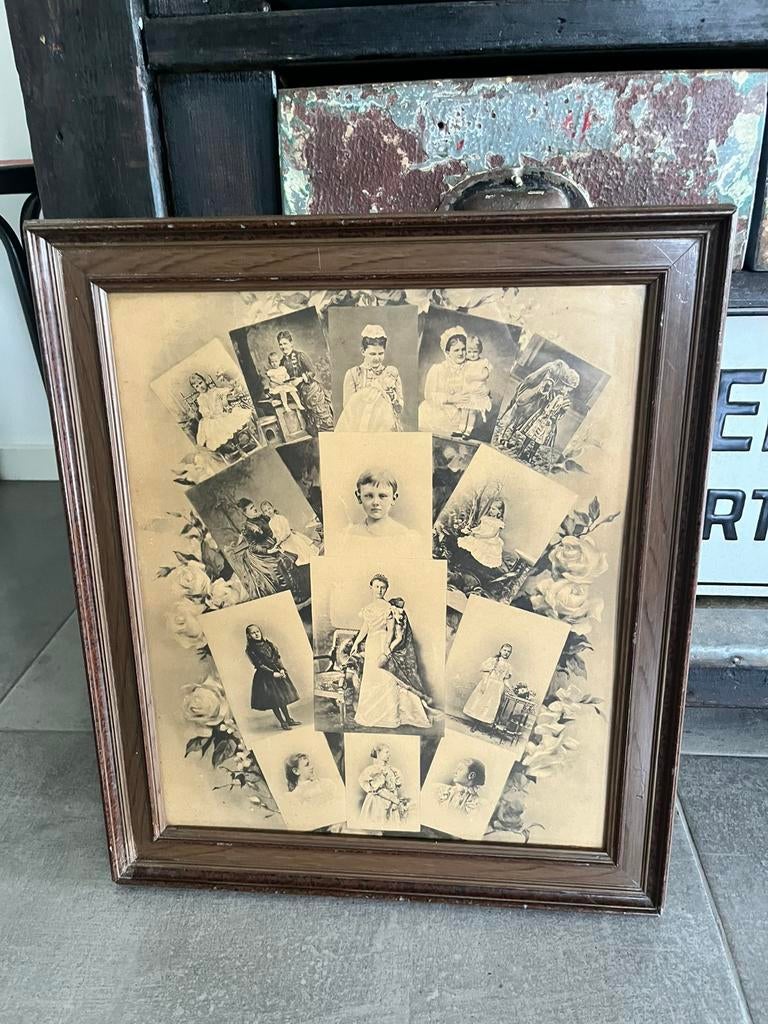 Antieke fotocollega-portret koningin Emma prinses Wilhelmina, Ophalen