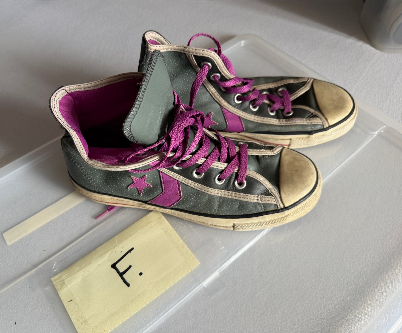 Converse All Star Sneakers Maat 40 Grijs/Paars, Verzenden, Gedragen, Grijs, Sneakers of Gympen