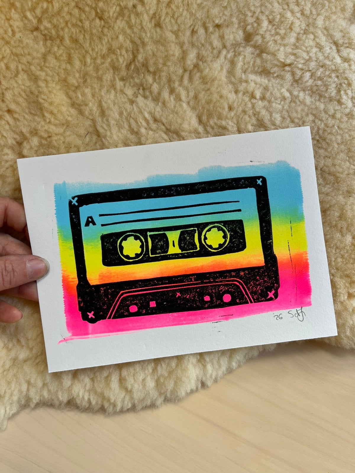 Retro Neon print Cassettebandje / Tape, Ophalen of Verzenden