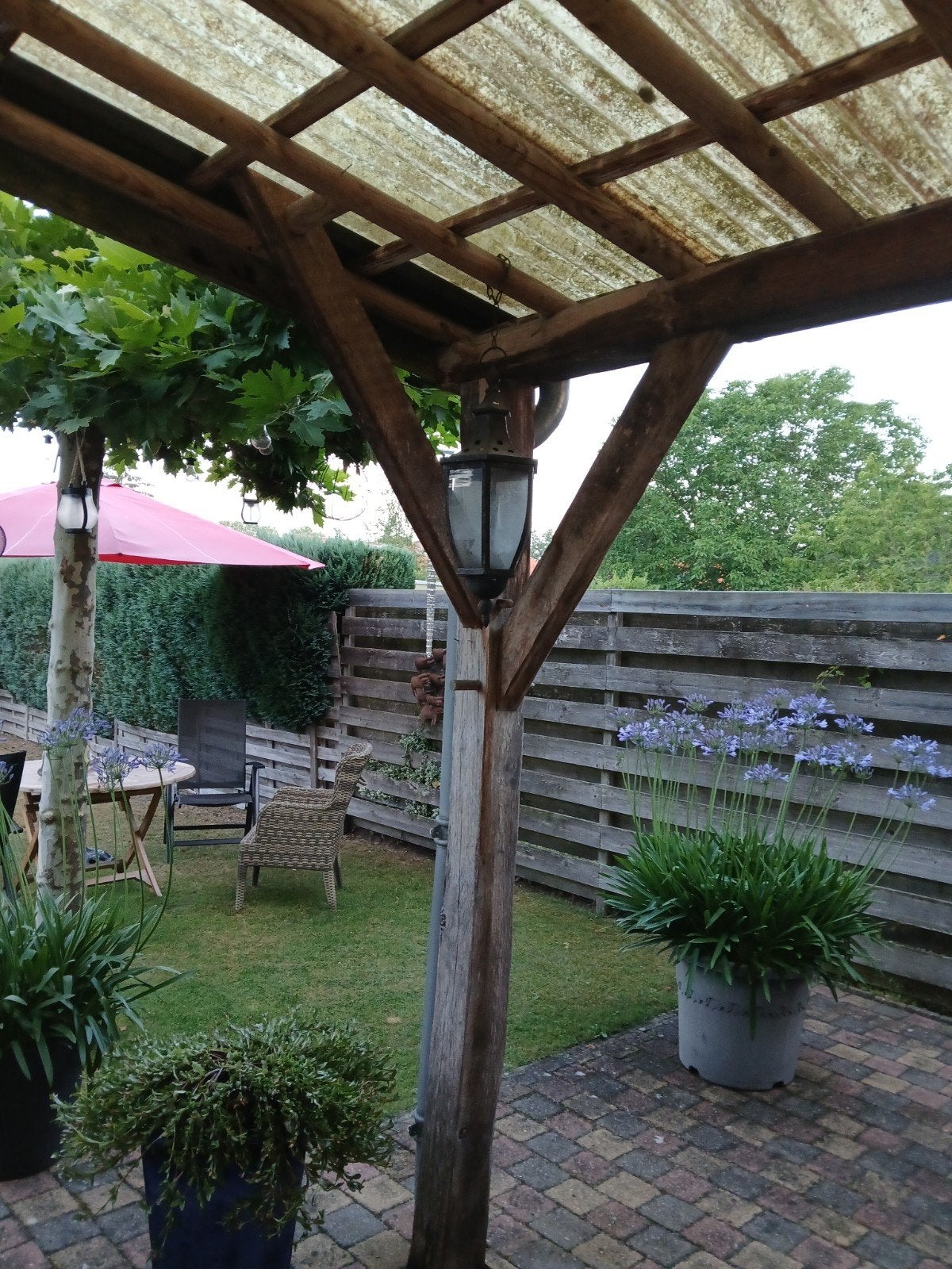 Afdak met eiken/ grenen  houten constructie en golfplaten, Ophalen, Gebruikt, Overige typen