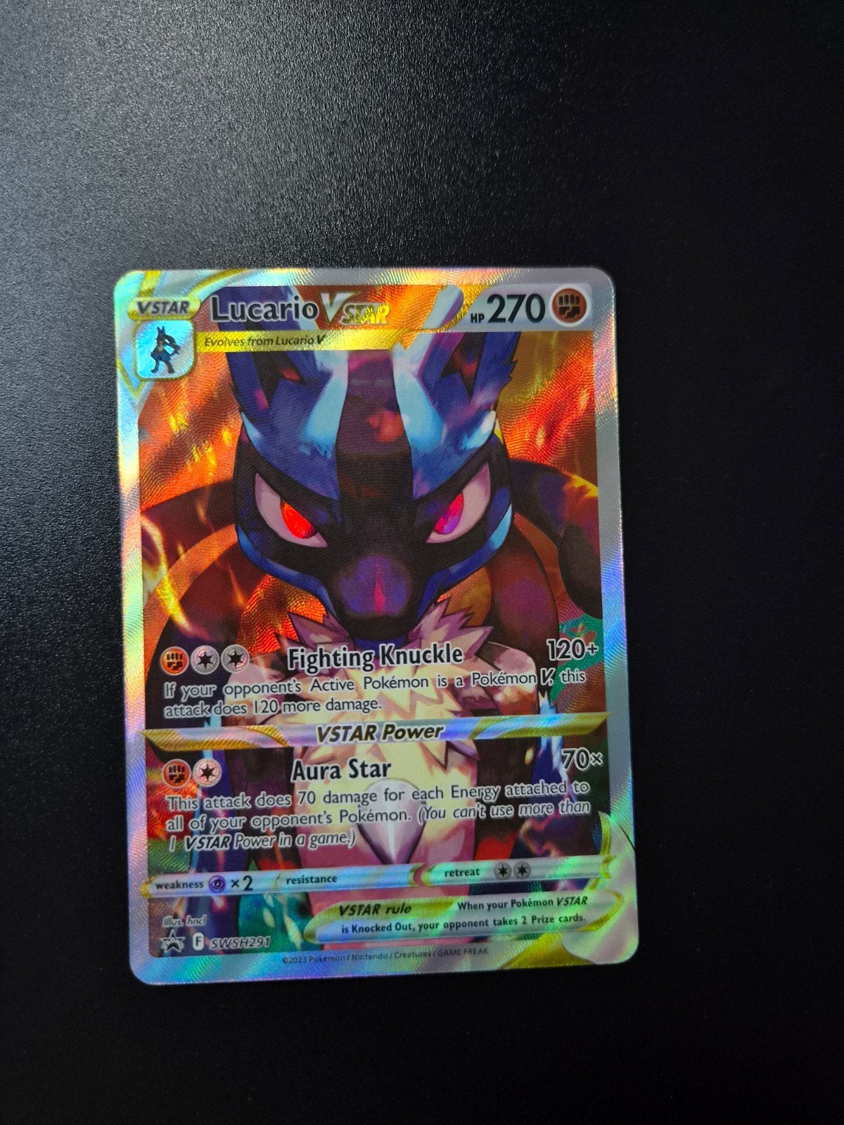 Lucario VSTAR SWSH291 Pokemon Promo, Ophalen of Verzenden, Zo goed als nieuw, Booster, Foil