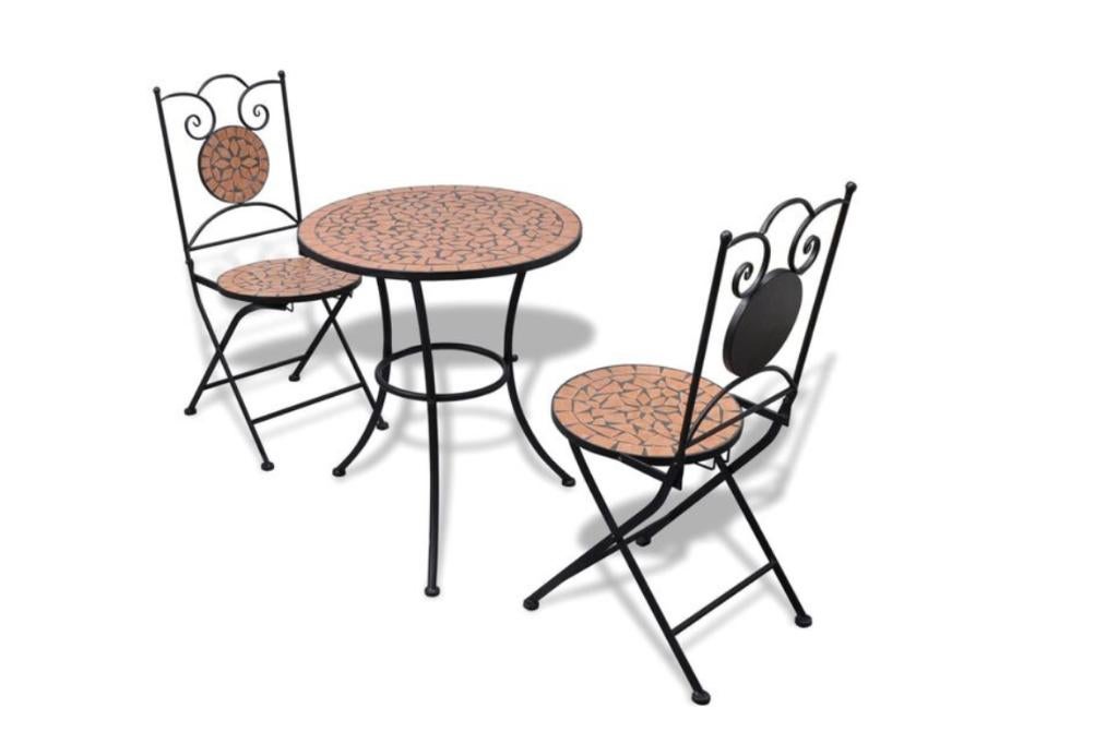 Bistroset keramische tegel terracotta 3 delig  \nieuw/, Ophalen, Nieuw, Overige materialen, Stoel