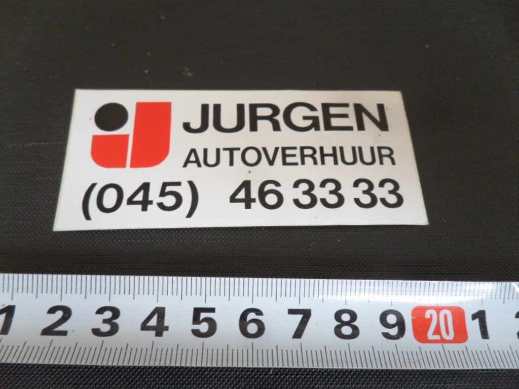 sticker heerlen JURGEN autoverhuur, Verzamelen, Ophalen, Zo goed als nieuw
