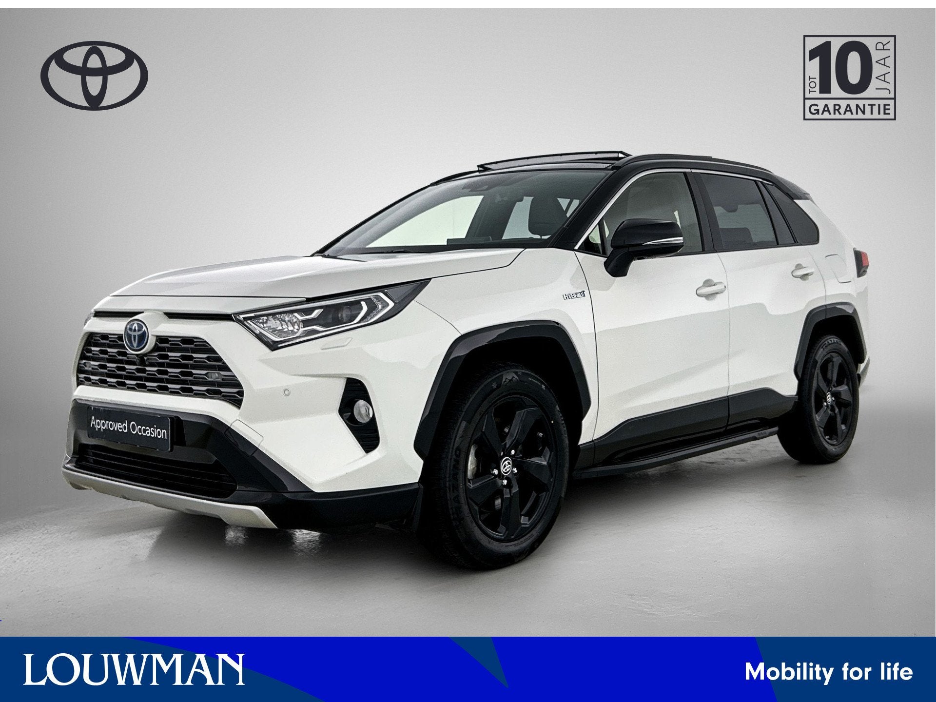 Toyota RAV4 2.5 Hybrid Bi-Tone Panoramisch glazen dak | BEAR, Auto's, Gebruikt, 4 cilinders, Wit, Bedrijf