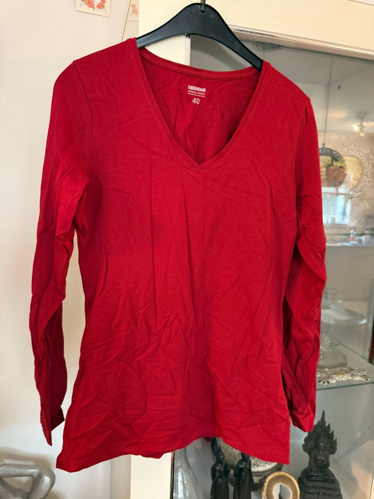 Rood Zeeman T-shirt met lange mouwen, maat 40, Kleding | Dames, T-shirts, Zo goed als nieuw, Maat 38/40 (M), Rood, Lange mouw
