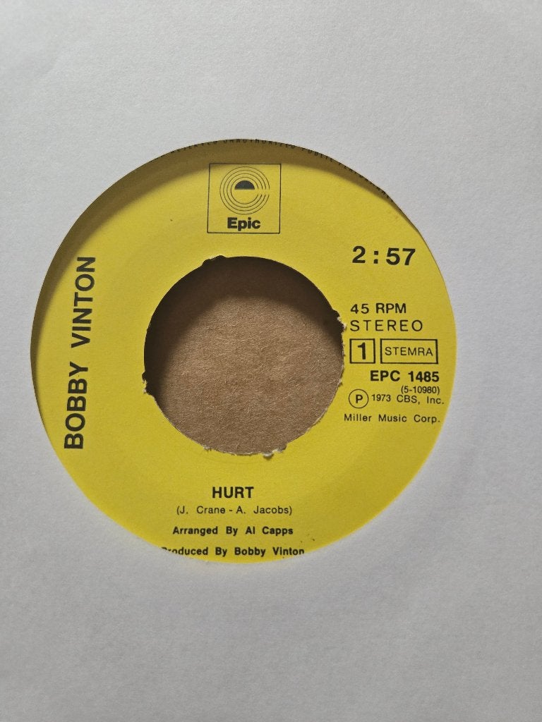 Bobby Vinton - Hurt, Cd's en Dvd's, Vinyl Singles, Gebruikt, 7 inch, Ophalen of Verzenden, Pop