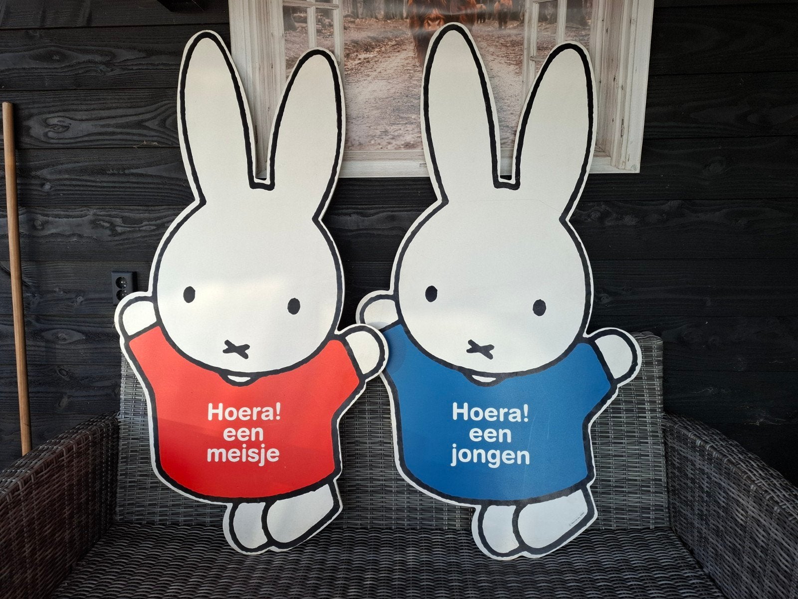 Geboortebord Nijntje te huur - ook slingers te koop!, Ophalen, Gebruikt, Geboortebord