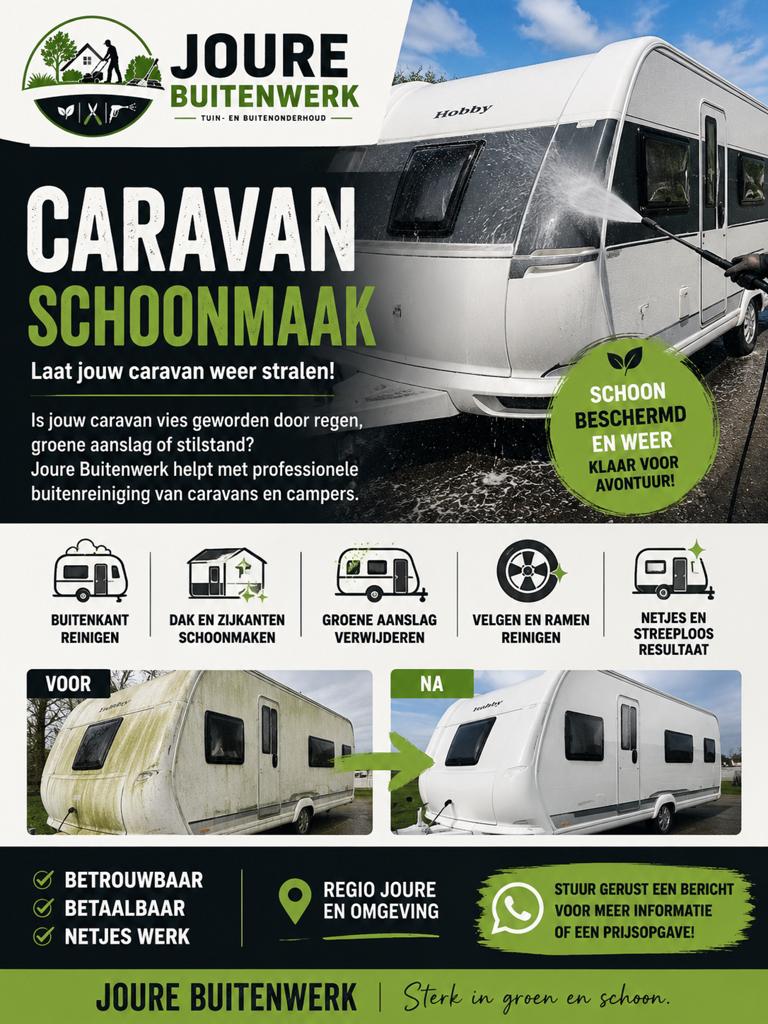 Caravan & Camper Schoonmaken | Joure Buitenwerk, Ophalen, Zo goed als nieuw