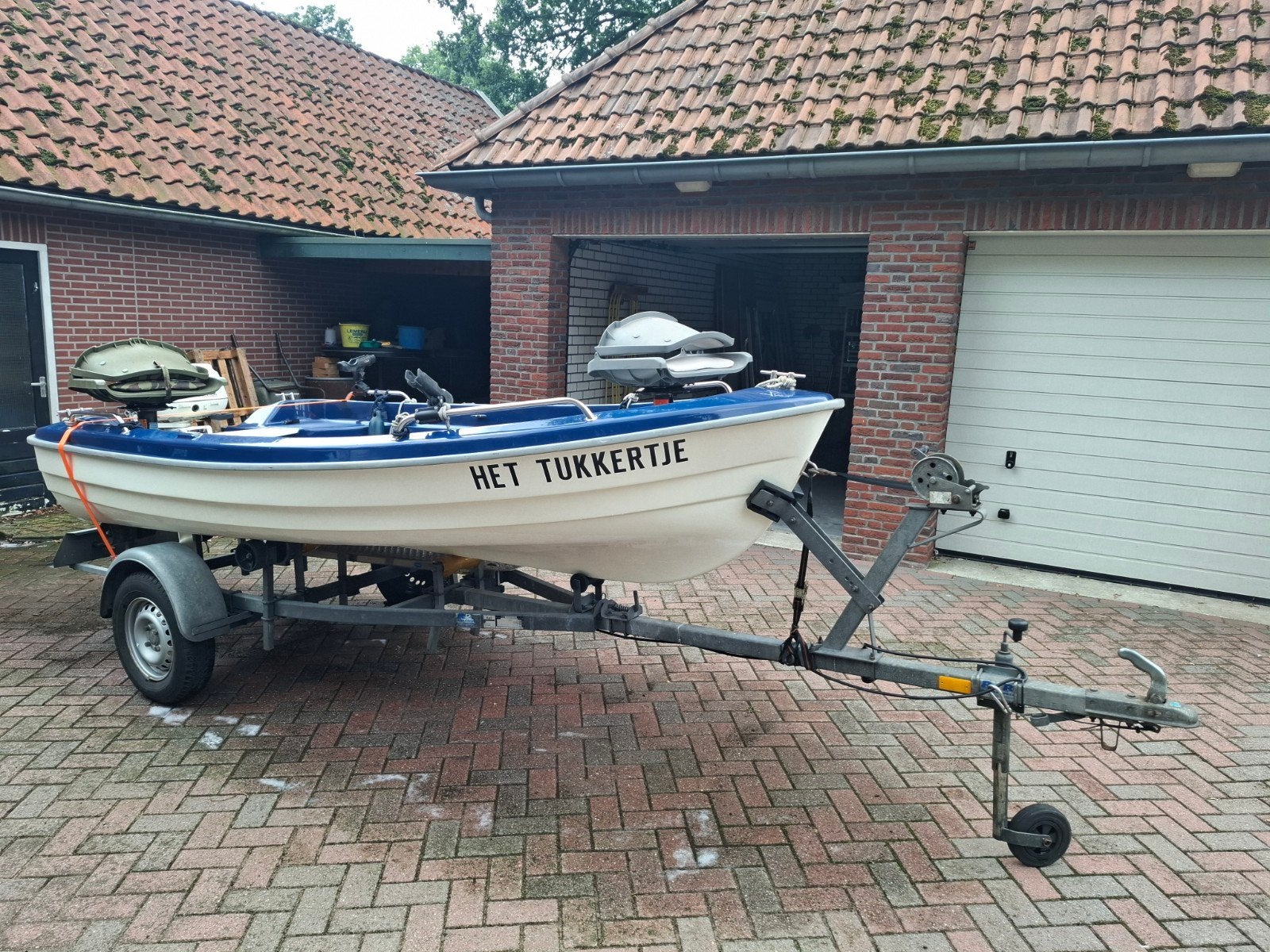 Johnson 5pk buitenboordmotor met boot en trailer, Ophalen, Overige merken, Gebruikt, Tot 10 pk