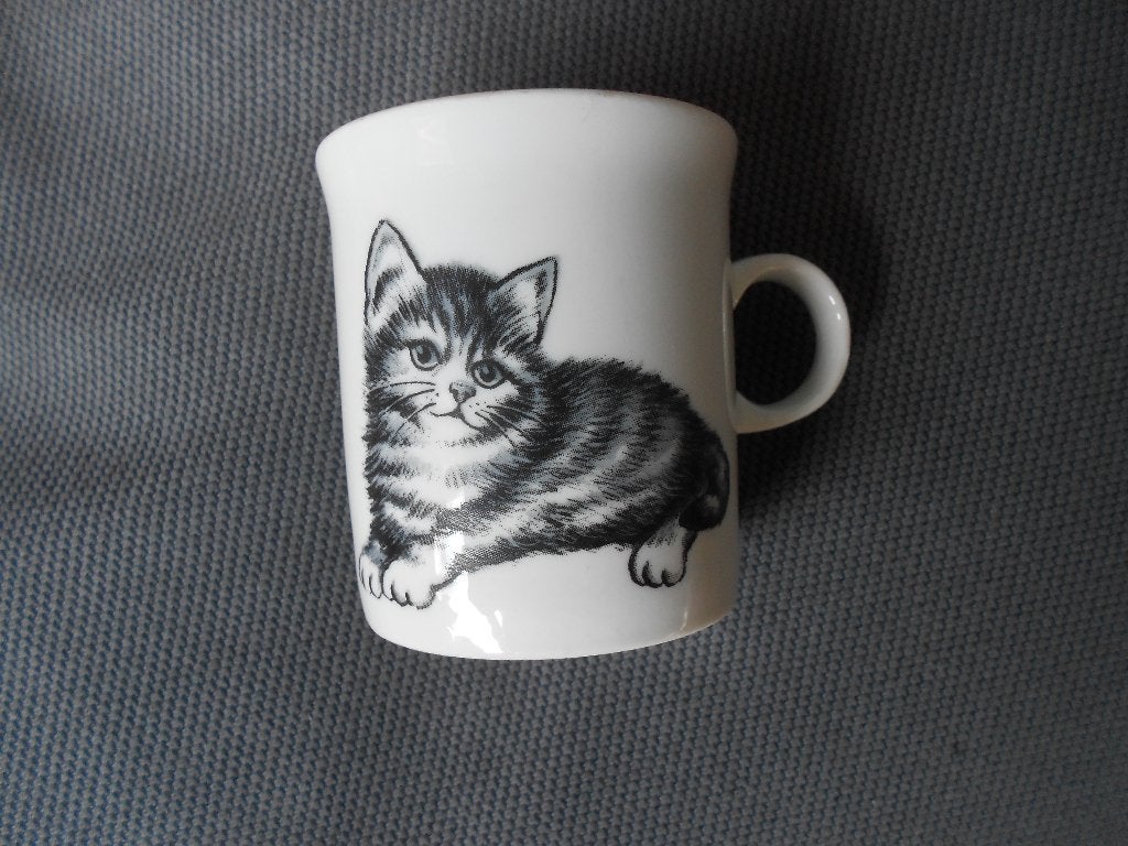 klein bekertje + eierdopje poes vintage, Ophalen, Gebruikt, Overige merken, Overige typen
