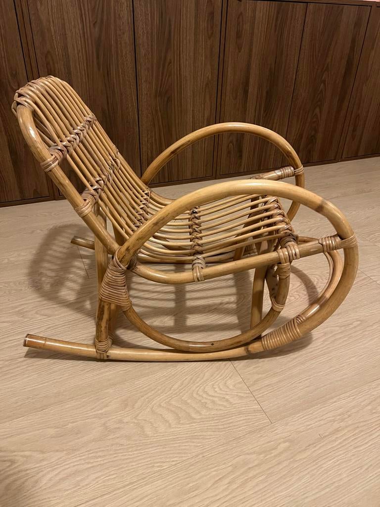 Kinder rotan vintage schommelstoel, Ophalen, Gebruikt, Bruin, Riet of Rotan