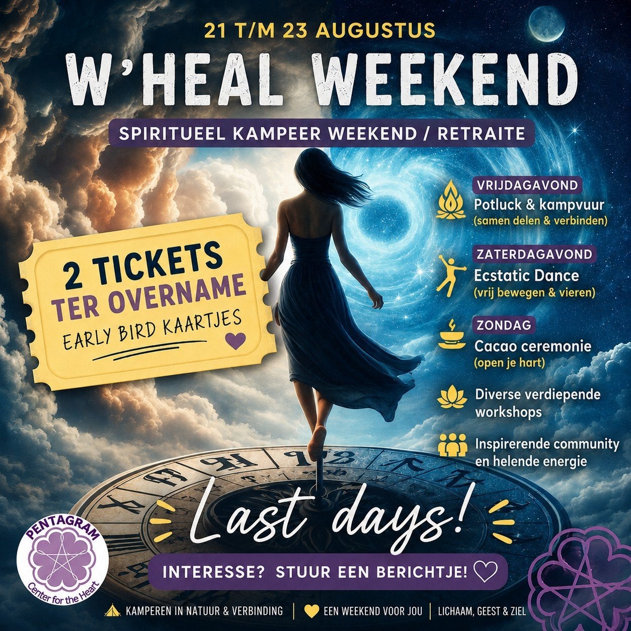 2 Early Bird tickets ter overname voor het W'Heal, Twee personen, Meerdaags