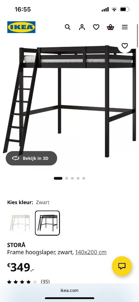 IKEA Stora bed met matras, Ophalen, Gebruikt, Eenpersoons, Zwart