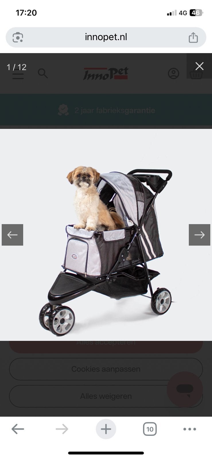 Innopet All terrein zgane honden buggy met Bon en garantie, Innopet, Ophalen, Zo goed als nieuw, Hondenbuggy