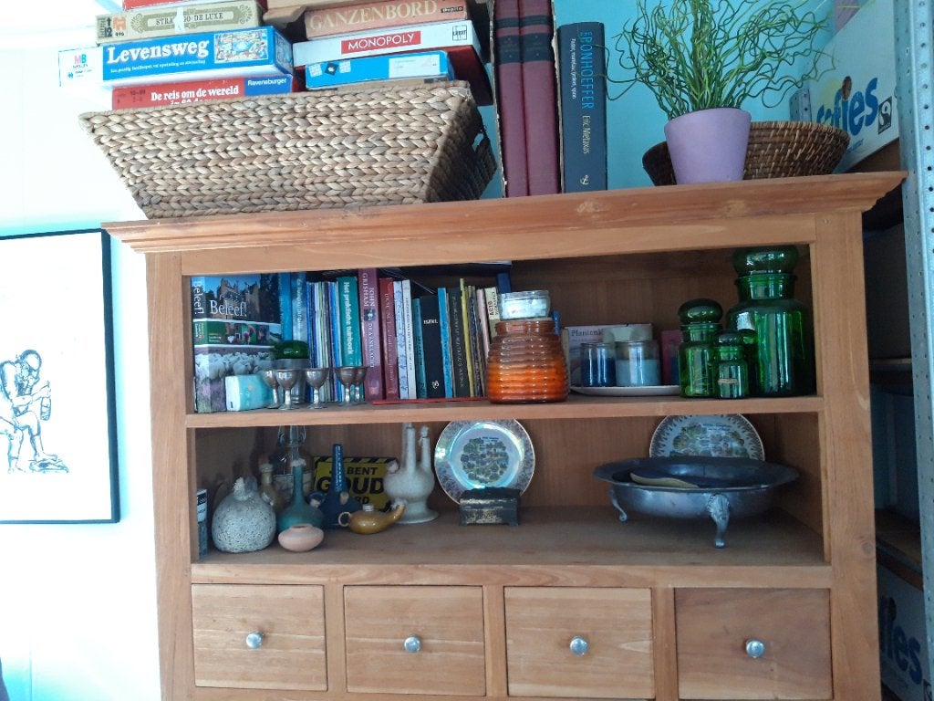 Zware massieve teak houten kast, Huis en Inrichting, Ophalen, Gebruikt, Teakhout, Met deur(en)