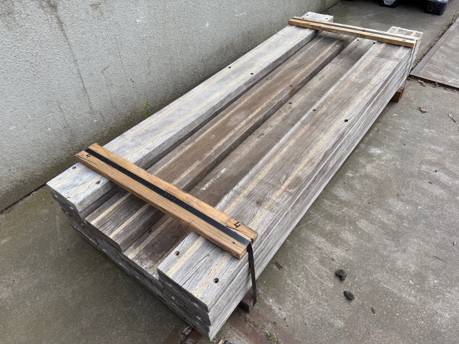 4 Vlonderplanken * Brugdekdelen Antislip, Ophalen, Gebruikt, Planken, Hardhout