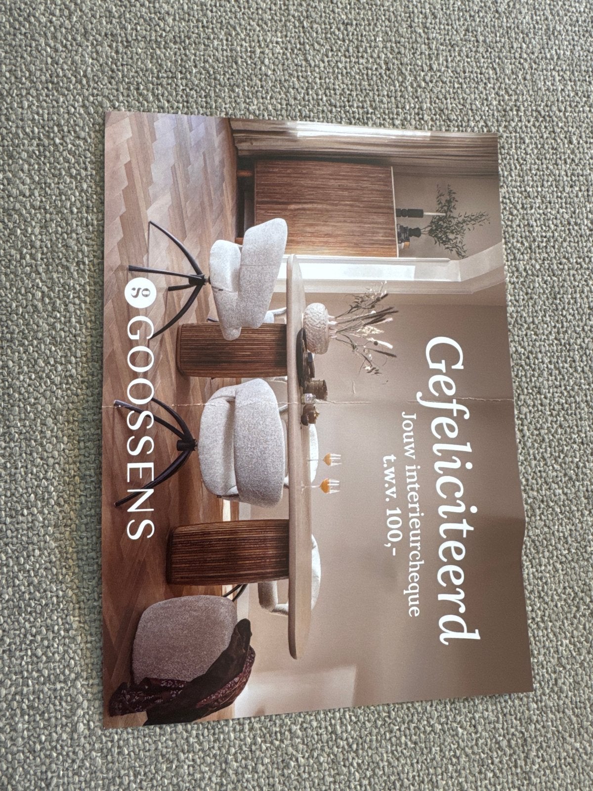 Goossens Interieurcheque t.w.v. 100,-, Ophalen, Nieuw