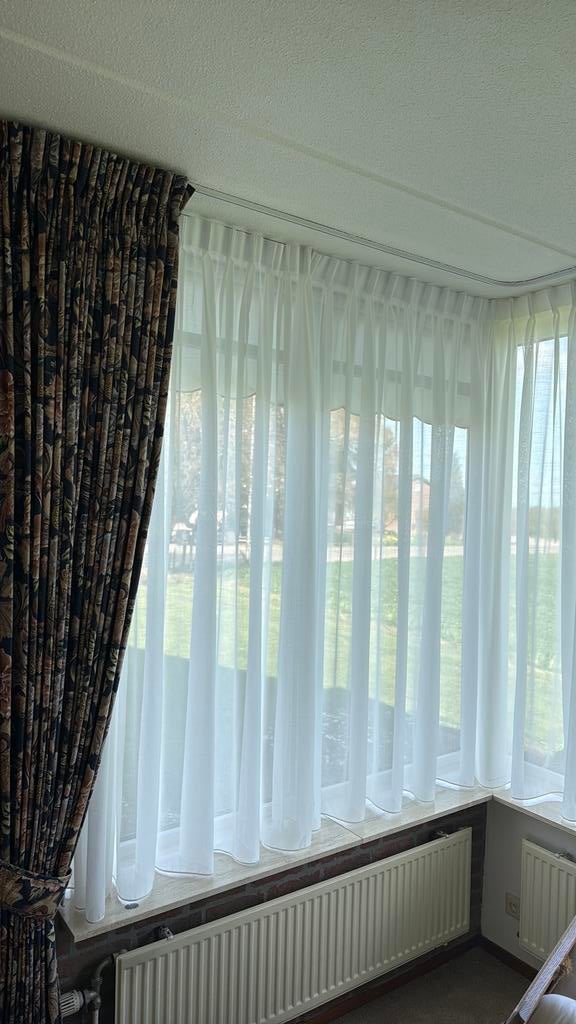 Vitrage wit voor 5 ramen, Huis en Inrichting, Stoffering | Gordijnen en Lamellen, Zo goed als nieuw, 200 cm of meer, 200 cm of meer