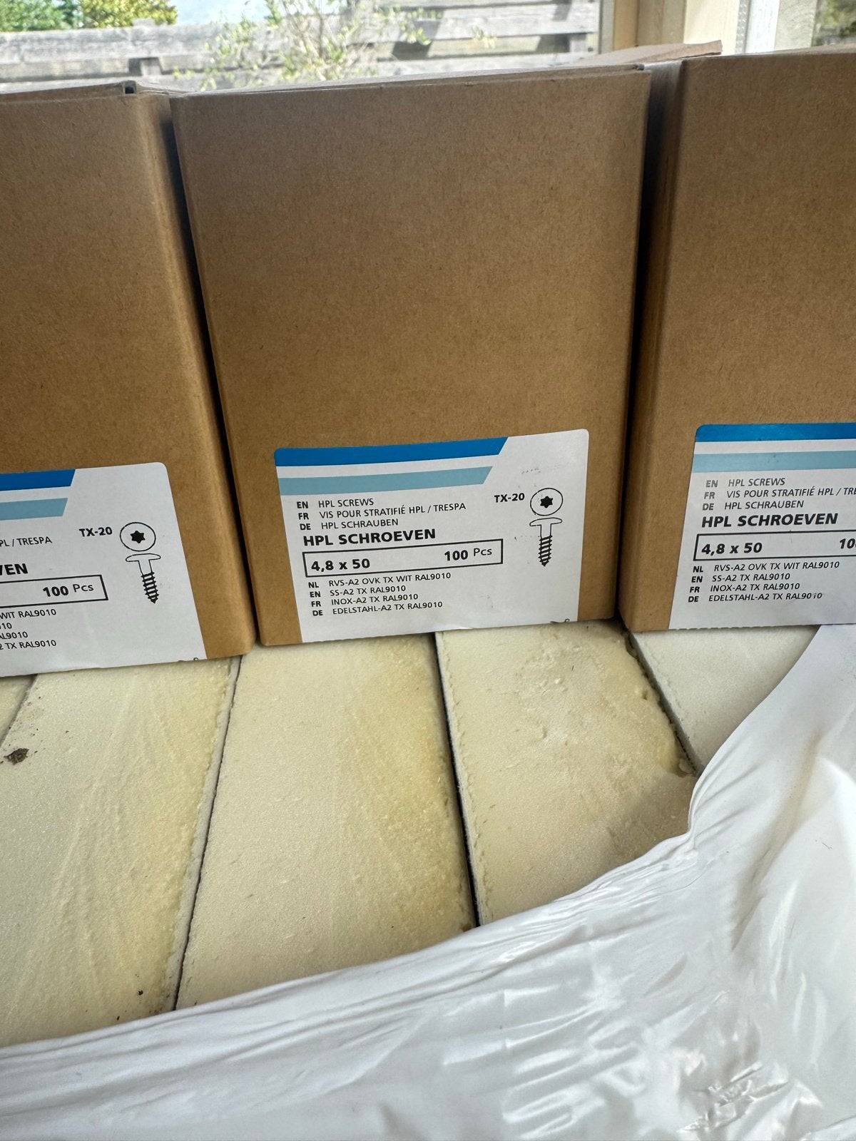 HPL Schroeven RVS-A2 Wit 4.8 x 50 mm (100 stuks), Schroeven, Nieuw, Ophalen of Verzenden, Minder dan 50 mm