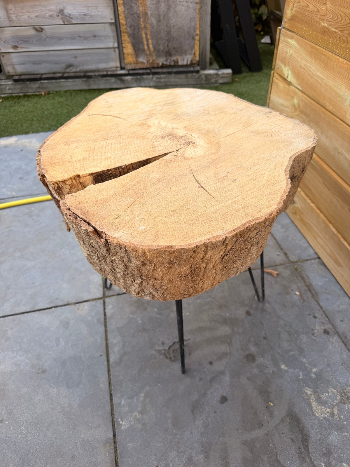 Boomstam bijzettafel 60x50x15cm, hoogte 51cm, Huis en Inrichting, Tafels | Bijzettafels, Gebruikt, 55 tot 75 cm, Overige vormen