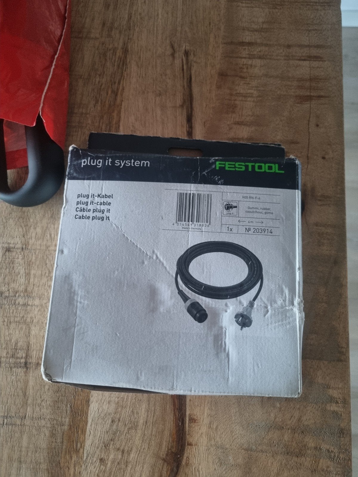 Festool Plug It Systeem Kabel - 4m Rubber, Ophalen