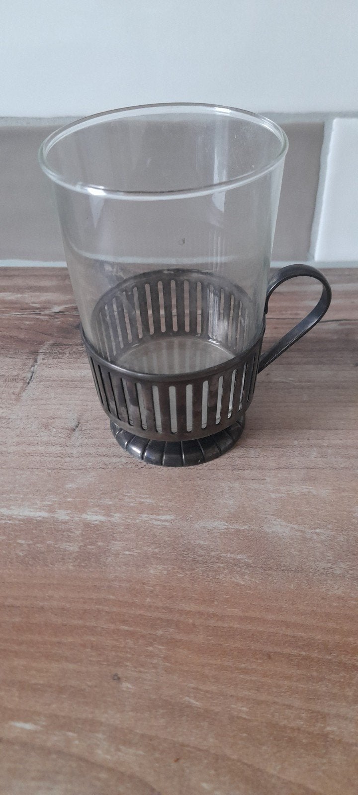 Vintage theeglas met verzilverde houder Gero iov DE, Ophalen of Verzenden